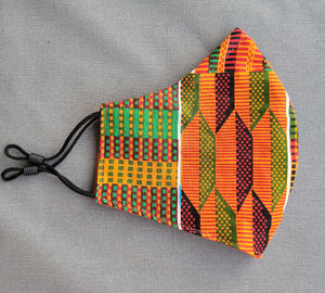 "Masks By Loretta" Orange Kente Face Mask