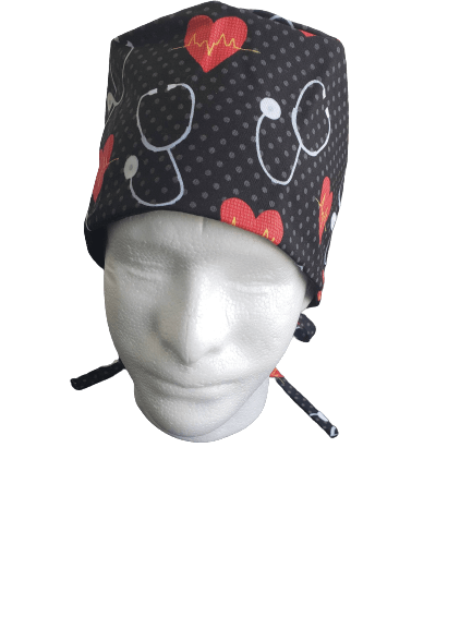 "Masks By Loretta" Stethoscope Heartbeat Scrub Hat