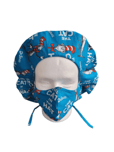 "Masks By Loretta" The Cat in the Hat Scrubcap and Face Mask Combo