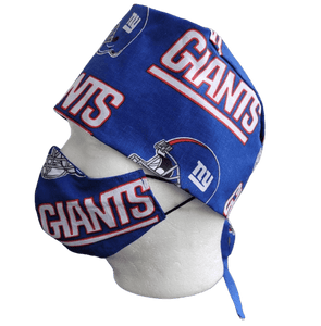 "Masks By Loretta" New York Giants Scrub Hat and Face Mask Combo